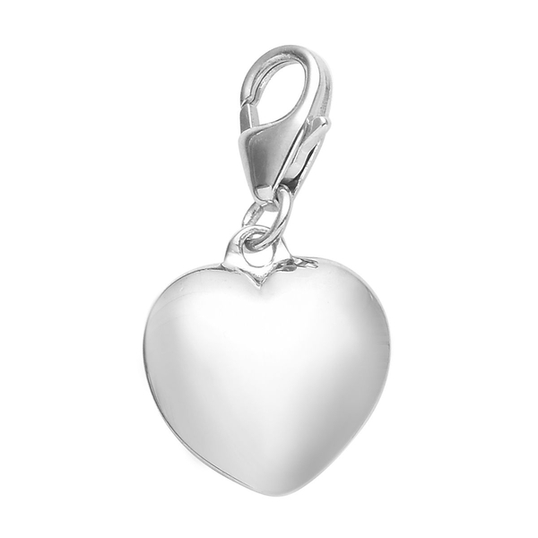 Platinum Overlay Sterling Silver Heart Charm