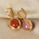Sundays Child Rose Quartz and Orange Jasper Drop Earrings (with Claps) in 14K Gold Overlay Sterling 