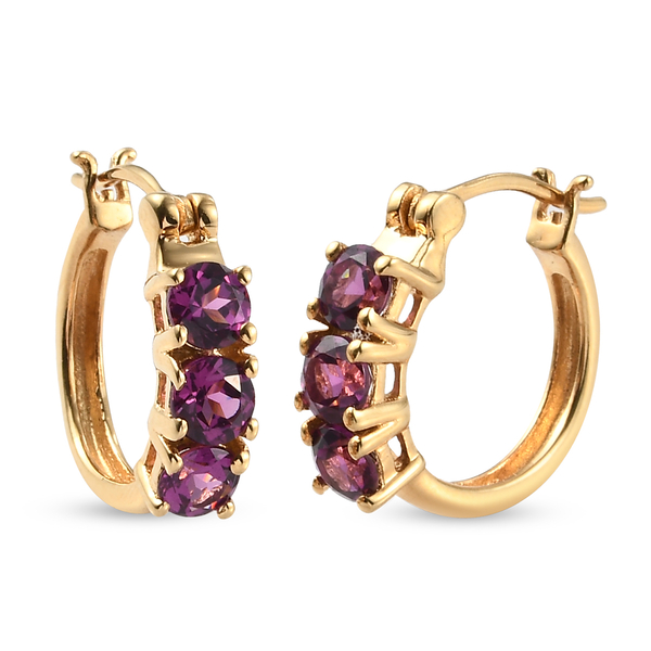 Purple Garnet  Earring in 14K Gold Overlay Sterling Silver  (With Clasp) 1.98 ct  2.034  Ct.