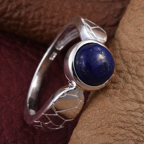 Lapis Lazuli (Rnd) Solitaire Ring in Sterling Silver 2.500 Ct.