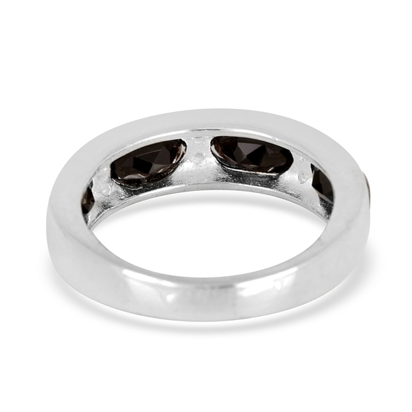 Thai Black Spinel (2.50 Ct),White Topaz Sterling Silver Ring  2.750  Ct.
