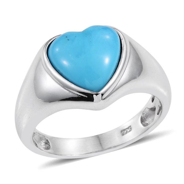 Arizona Sleeping Beauty Turquoise (Hrt) Solitaire Ring in Platinum Overlay Sterling Silver 1.750 Ct.