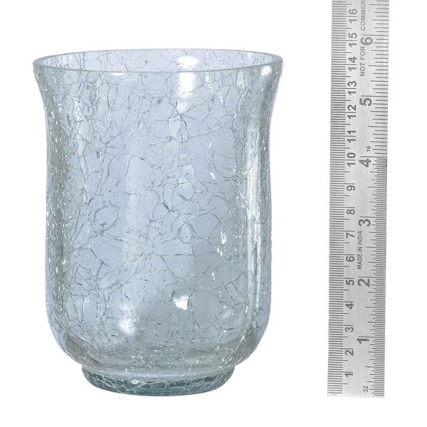 Home Decor - Set of 2 Crackle Glass Transparent Floral Vase or Tea Light Holder