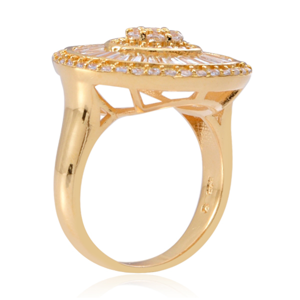 ELANZA AAA Simulated White Diamond (Rnd) Ring in 14K Gold Overlay Sterling Silver