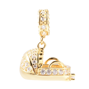 Charmes De Memoire - Simulated Diamond Cradle Charm in Yellow Gold Overlay Sterling Silver Charm/Pen