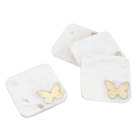 NAKKASHI - Set of 4 - Square Marble Coasters with Butterfly Brass Inlay (Size 10 cm)