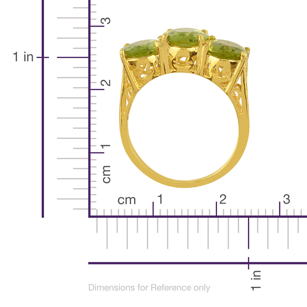 Hebei Peridot (Ovl) Trilogy Ring in 14K Gold Overlay Sterling Silver 5.000 Ct.