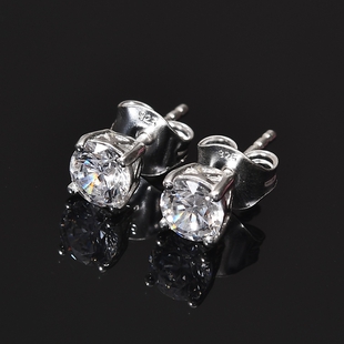 Lustro Stella Sterling Silver Earrings (with Push Back) Made with Finest CZ 1.75 Ct