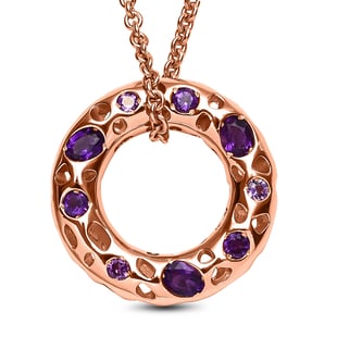 RACHEL GALLEY Amethyst Pendant With Chain (Size-18/24/30) in 18K Vermeil Rose Gold Overlay Sterling 