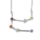 Diamond and Multi Gemstones Necklace (Size - 18 with 2 inch Extender ) in Platinum Overlay Sterling 
