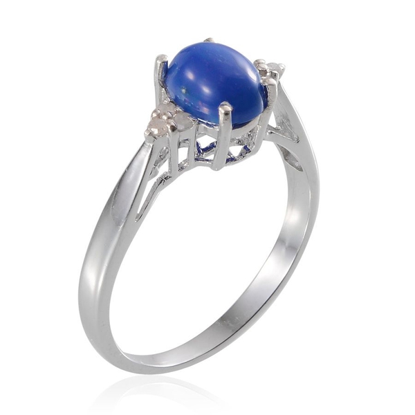 Blue Ethiopian Opal (Ovl 0.75 Ct), Diamond Ring in Platinum Overlay Sterling Silver 0.800 Ct.