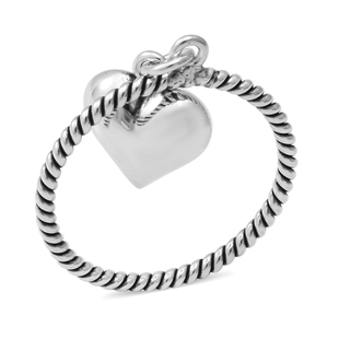 Sterling Silver Twisted Heart Charm Ring