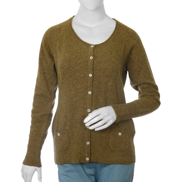 80% Wool Melange Mustard Colour Cardigan (Size S/M, 62x47cm)