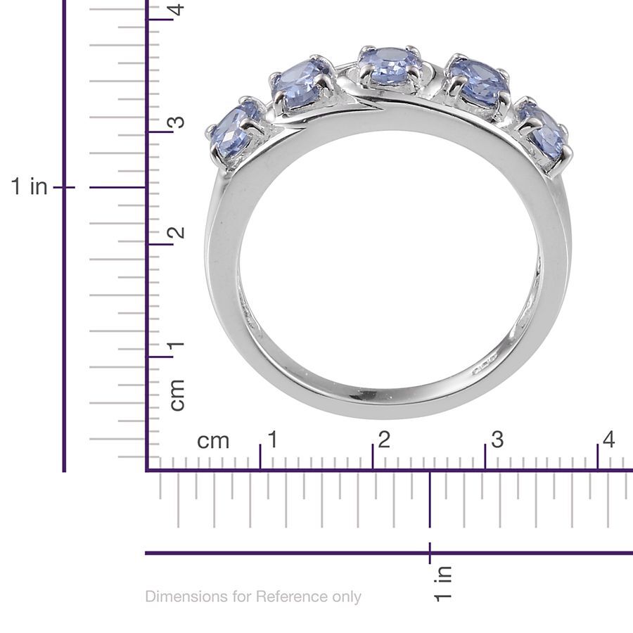 AAA Simulated Tanzanite (Ovl) 5 Stone Ring in Sterling Silver