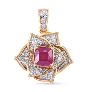 GP Itallian Garden Leaf and Flower - African Ruby (FF), Natural Cambodian Zircon and Blue Sapphire F