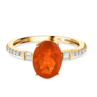 9K Yellow Gold Crimson Fire Opal and Diamond Ring (Size O) 1.43 Ct.