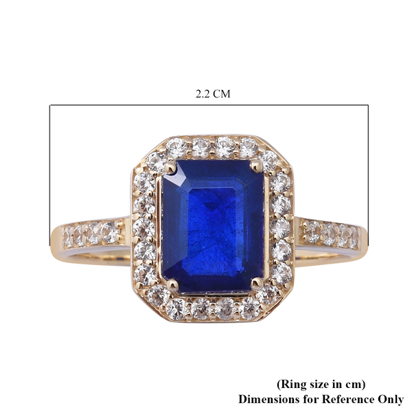 9K Yellow Gold Tanzanian Blue Spinel and Natural Cambodian Zircon Ring 3.600 Ct.