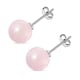 Rose Quartz (Rnd) Stud Earrings (with Push Back) in Rhodium Overlay Sterling Silver 8.00 Ct.