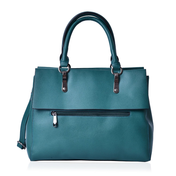 Green Colour Tote Bag With Adjustable and Removable Shoulder Strap (Size 33.5x27x13.5 Cm)