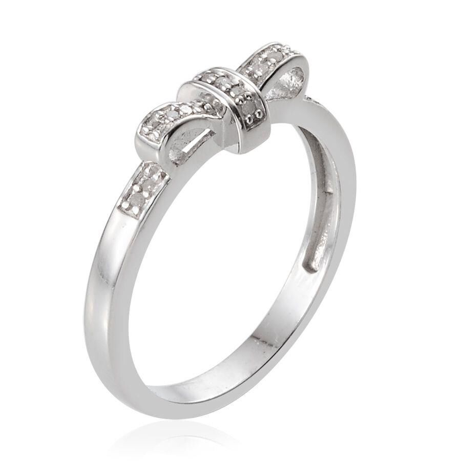 Diamond (Rnd) Ring in Platinum Overlay Sterling Silver 0.100 Ct.