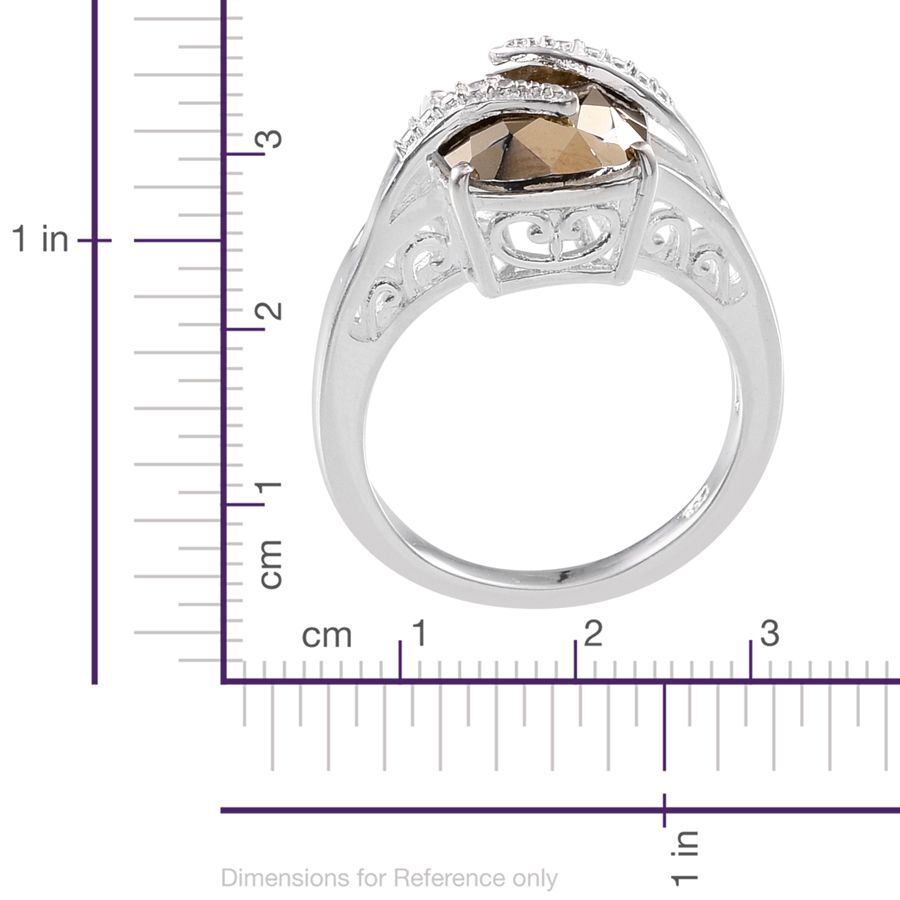 - Metallic Light Gold Crystal (Cush) Solitaire Ring in Sterling Silver