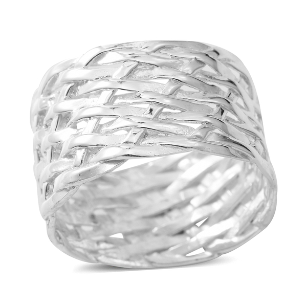Supreme Finish Designer Inspired Weave Net Ring in Sterling Silver