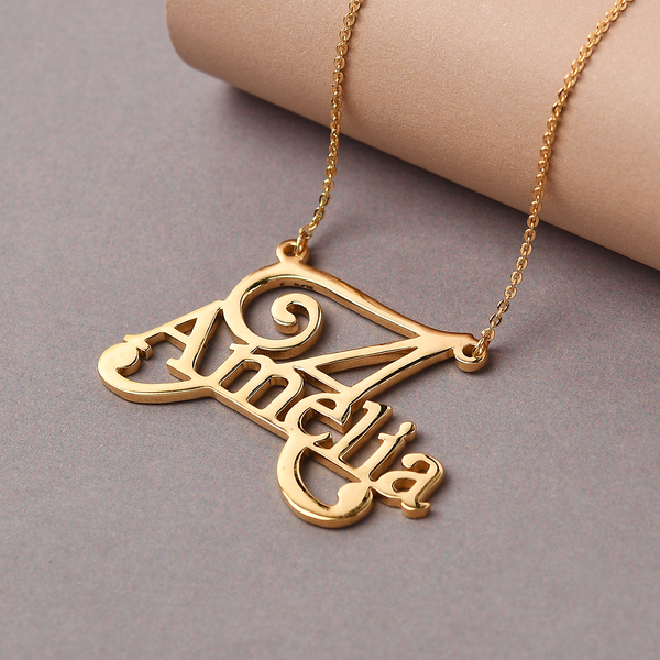 Personalised Alpha Name Necklace in Brass, Size 18+2 Inch