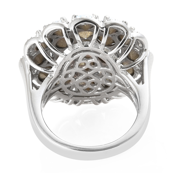 Lustro Stella  - AB Colour Crystal (Rnd) Cluster Ring in Silver Plated