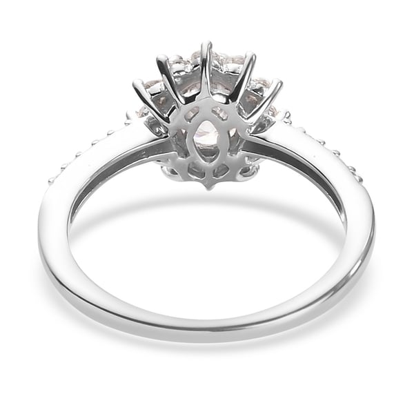 Moissanite Ring in Platinum Overlay Sterling Silver 1.300  Ct.