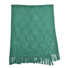 Winter New Arrival Clover Pattern Knitted Scarf with Tassels and Beads (Size 149x72 Cm) - Green