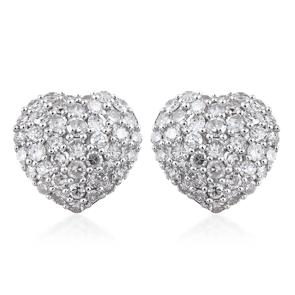 9K Yellow Gold SGL Certified Diamond (Rnd) (I2-I3/G-H) Heart Stud Earrings (with Push Back) 1.000 Ct