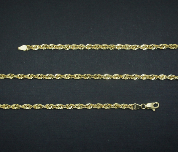 18K Y Gold Diamond Cut Rope Necklace (Size 20), Gold wt 5.22 Gms.