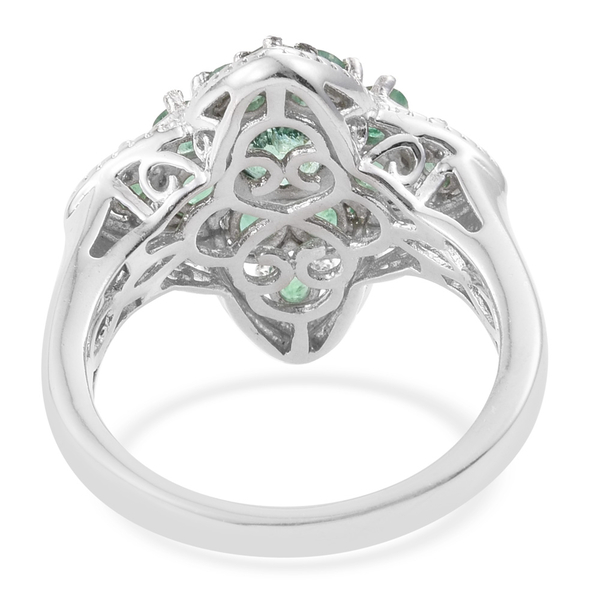 Kagem Zambian Emerald (Rnd) Ring in Platinum Overlay Sterling Silver 1.50 Ct. Silver wt 5.14 Gms.