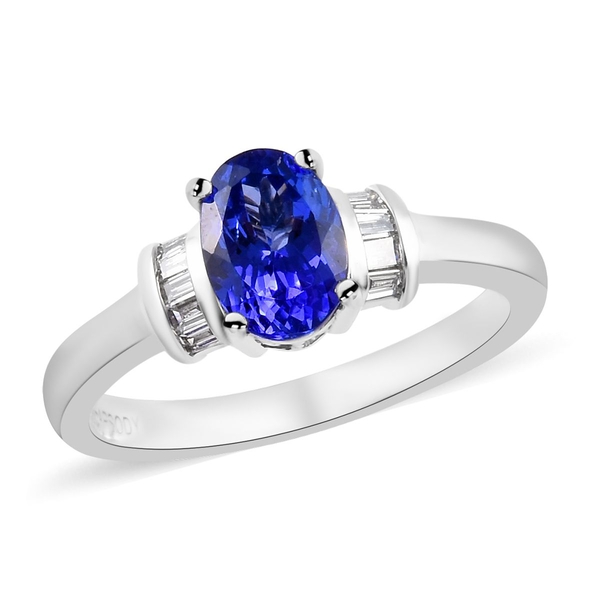 (Size L) RHAPSODY 1.15 Ct AAAA Tanzanite and Diamond Solitaire Design Ring in 950 Platinum VS EF