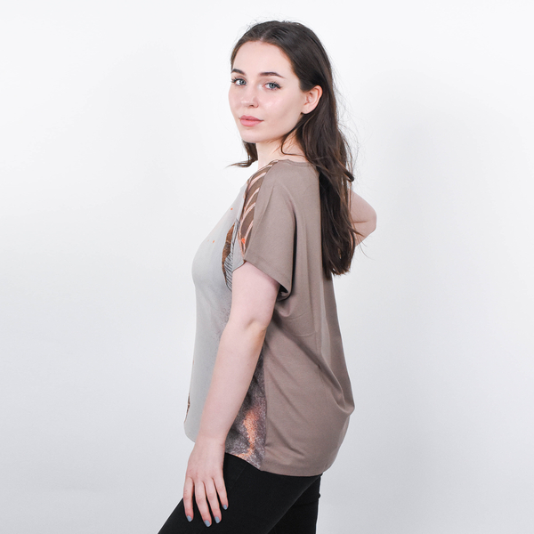 Jovie Leaves Pattern Short Sleeve Blouse for Women