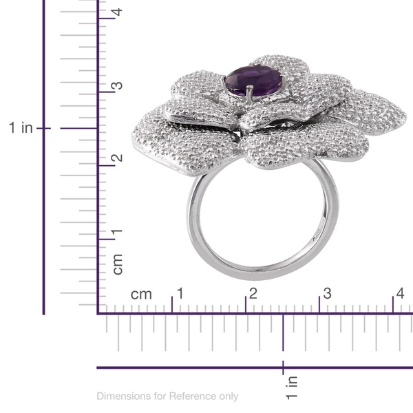 Amethyst (Rnd) Floral Ring in ION Plated Platinum Bond 1.750 Ct.