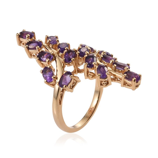 AA Lusaka Amethyst (Ovl) Leaves Crossover Ring in 14K Gold Overlay Sterling Silver 3.750 Ct.