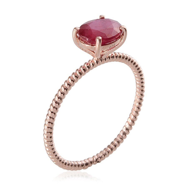 African Ruby (Ovl) Solitaire Ring in Rose Gold Overlay Sterling Silver 2.000 Ct.