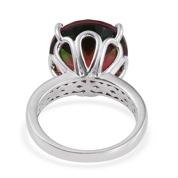 Bi-Color Tourmaline Quartz (Rnd) Ring in Platinum Overlay Sterling Silver 10.500 Ct.