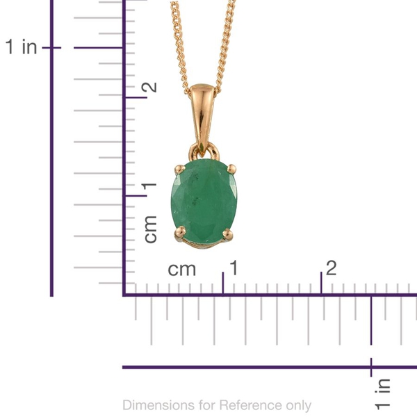 Kagem Zambian Emerald (Ovl) Solitaire Pendant With Chain in 14K Gold Overlay Sterling Silver 1.150 Ct.