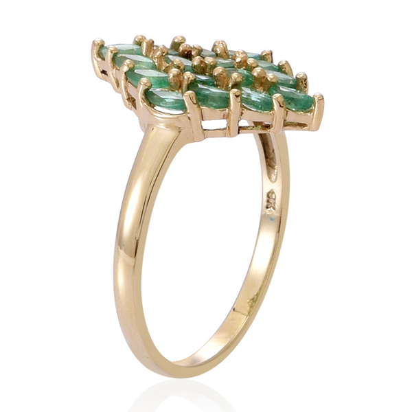 9K Y Gold Kagem Zambian Emerald (Mrq) Cluster Ring 1.500 Ct.