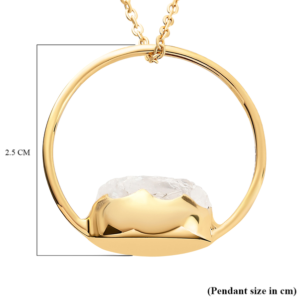 Rainbow Moonstone Circle Pendant with Chain (Size 20) in 14K Gold Overlay Sterling Silver