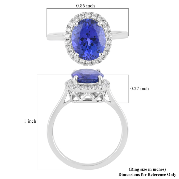 Independently Appraised-RHAPSODY 950 Platinum AGI Certified AAAA Tanzanite and Diamond (VS/E-F) Ring 3.20 Ct.