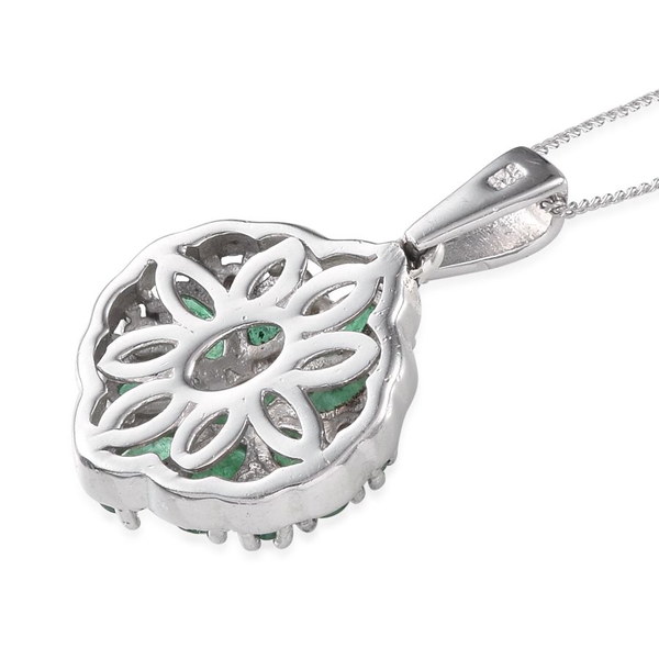 Kagem Zambian Emerald (Mrq) Pendant With Chain in Platinum Overlay Sterling Silver 2.400 Ct.