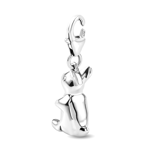 Platinum Overlay  Sterling Silver Bunny Charm