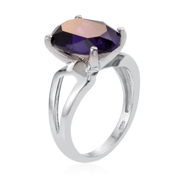 - Purple Velvet Crystal (Ovl) Solitaire Ring in Platinum Overlay Sterling Silver