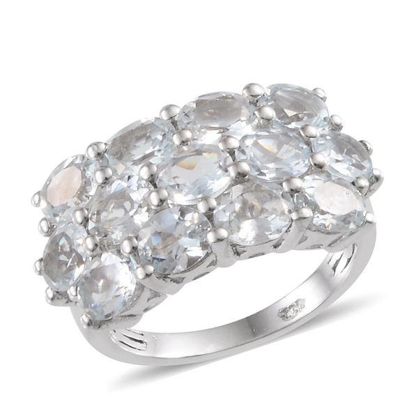 Espirito Santo Aquamarine (Ovl) Ring in Platinum Overlay Sterling Silver 3.250 Ct.