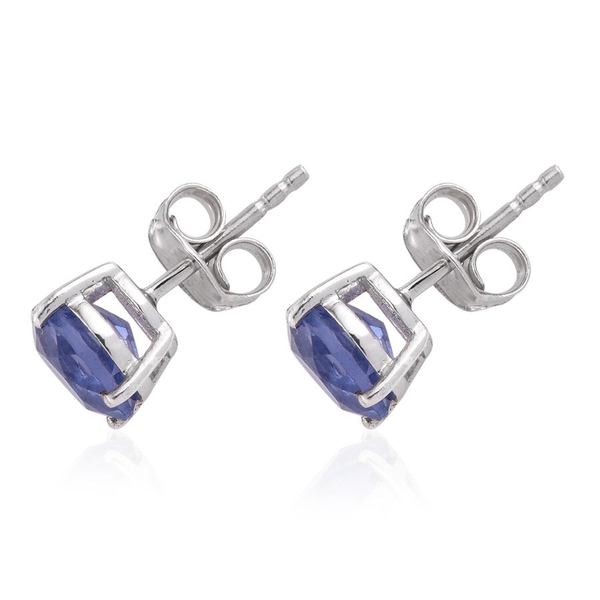 Colour Change Fluorite (Rnd) Stud Earrings in Platinum Overlay Sterling Silver 3.000 Ct.