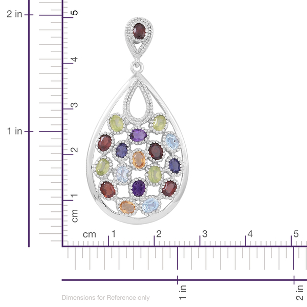 Mozambique Garnet (Ovl), Hebei Peridot, Sky Blue Topaz, Citrine, Amethyst and Iolite Earrings (with Push Back) in Rhodium Plated Sterling Silver 7.250 Ct.