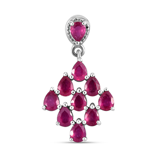 Cabo Delgado Ruby Cluster Pendant in Platinum Overlay Sterling Silver 2.39 Ct.